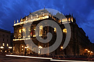 Budapest Opera House at dusk