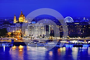 Budapest panoramic view at blue hour, Hungary, Europe