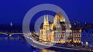 BUDAPEST PARLIAMENT AT BLUEHOUR