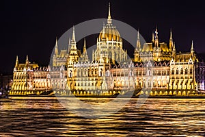 Budapest Parliament building in Hungary at twilight