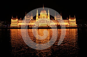 Budapest parliament at night