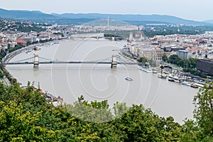 Budapest seen from above on a cloudy day, Hungary