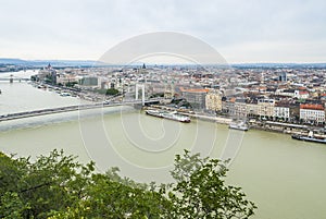 Budapest skyline with Danube and mountains
