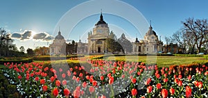 Budapest - spring panorama with flower, Szechenyi Spa, Hungary