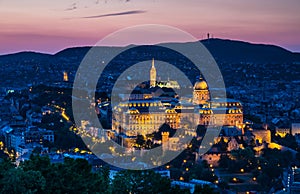 Budapest, Buda Castle in night, Hungary