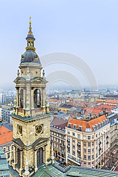 Budapest At Winter, View From St. Stephen`s Basilica Roof, Budap