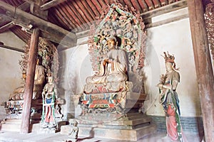 Budda Statues at Jingyin Temple. a famous historic site in Taiyuan, Shanxi, China.