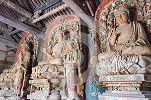 Budda Statues at Sima Guang Temple (Sima Wengong Ci). a famous historic site in Yuncheng, Shanxi, China.