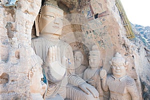 Budda Statues at Tiantishan Grottoes. a famous historic site in Wuwei, Gansu, China.