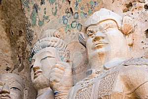 Budda Statues at Tiantishan Grottoes. a famous historic site in Wuwei, Gansu, China.