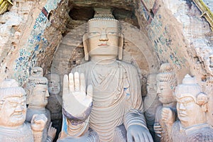 Budda Statues at Tiantishan Grottoes. a famous historic site in Wuwei, Gansu, China.