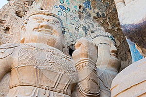 Budda Statues at Tiantishan Grottoes. a famous historic site in Wuwei, Gansu, China.