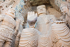 Budda Statues at Tiantishan Grottoes. a famous historic site in Wuwei, Gansu, China.