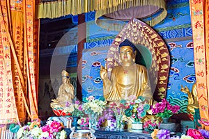 Budda Statues at Yongtai Temple. a famous historic site in Dengfeng, Henan, China.