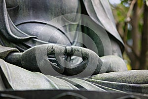 Buddah statue hands close up