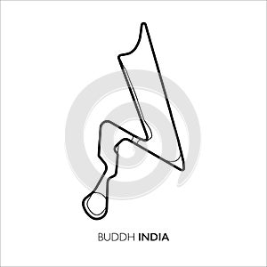 Buddh circuit, India. Motorsport race track vector map