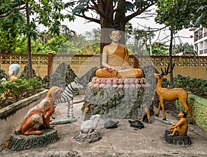 Buddha addresses wildlife at Wang Saen Suk monastery, Bang Saen, Thailand