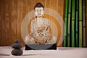 Buddha background, vivid colors, natural tone