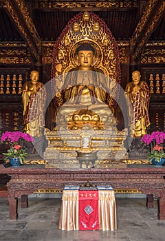 Buddha at Big Wild Goose Pagoda in Xian