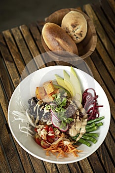 Buddha bowl of fresh mixed vegetarian healthy food