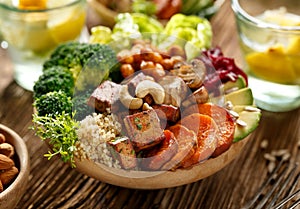 Buddha bowl, healthy and balanced vegan meal photo