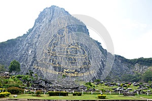 Buddha carved on cliff mighty laser