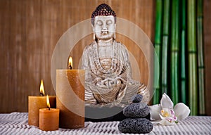 Buddha in Conceptual zen, vivid colors, natural tone