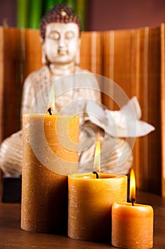 Buddha in Conceptual zen, vivid colors, natural tone