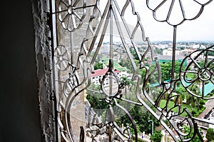 Buddha curved steel at Patuxai, Loas.