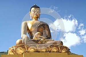 Buddha Dordenma statue on blue sky background, Giant Buddha, Thimphu, Bhutan