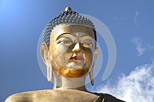 Buddha Dordenma statue on blue sky background, Thimphu, Bhutan