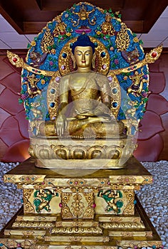 Buddha Dordenma Statue in Kathmandu Airport Greeting Arriving Travelers.
