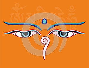 Buddha eyes or Wisdom eyes - holy religious symbol