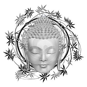 Buddha face with bamboo t-shirt and tattoo print