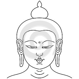 Buddha face line art illustration