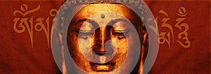 Buddha Face with Mantra photo