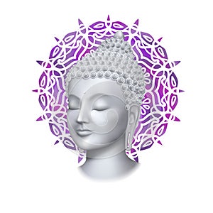 Buddha face with round mandala vector print