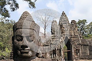 Buddha face at southgate of Angkor Thom