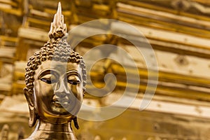Buddha in front of Golden Stupa in Chiang Mai, Thailand
