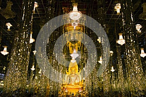 Buddha in a glass temple Wat Tha Sung Thailand