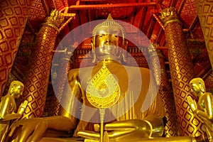 Gold Buddha statue, buddhism religion