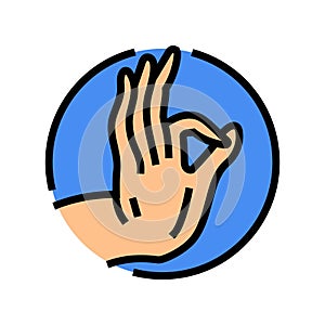 buddha hand gesture mudra color icon vector illustration