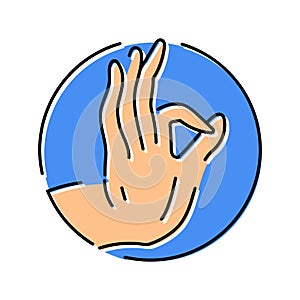 buddha hand gesture mudra color icon vector illustration