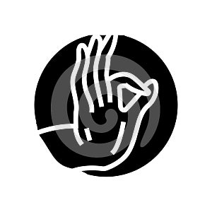 buddha hand gesture mudra glyph icon vector illustration