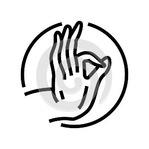 buddha hand gesture mudra line icon vector illustration