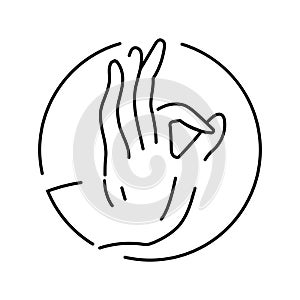 buddha hand gesture mudra line icon vector illustration