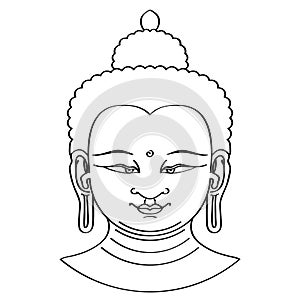 Buddha head illustration with brush technique photo