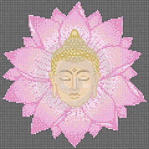 Buddha Head and Lotus Cross Stitch