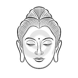 Buddha head vector illustration line art isolated
