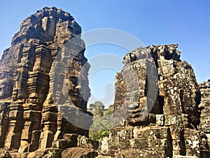 Buddha Heads at Bayon Temple in Angkor Wat